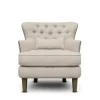 Accent Chairs-Kirkland's Home Cream Tufted Armchair With Lumbar Pillow Ivory