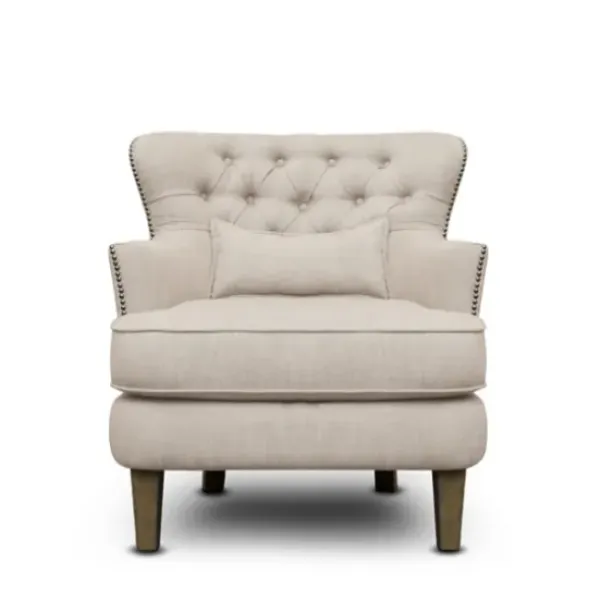 Accent Chairs-Kirkland's Home Cream Tufted Armchair With Lumbar Pillow Ivory