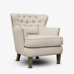 Accent Chairs-Kirkland's Home Cream Tufted Armchair With Lumbar Pillow Ivory