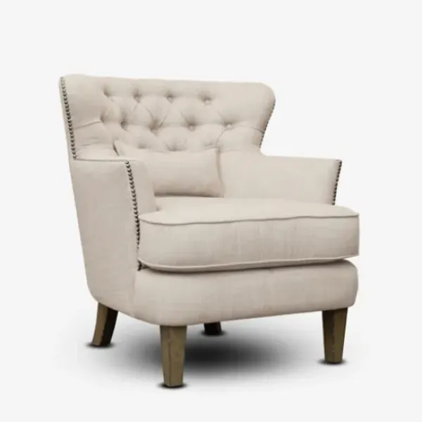 Accent Chairs-Kirkland's Home Cream Tufted Armchair With Lumbar Pillow Ivory
