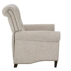 Accent Chairs-Kirkland's Home Cream Tufted Back Nailhead Trim Recliner Armchair Ivory
