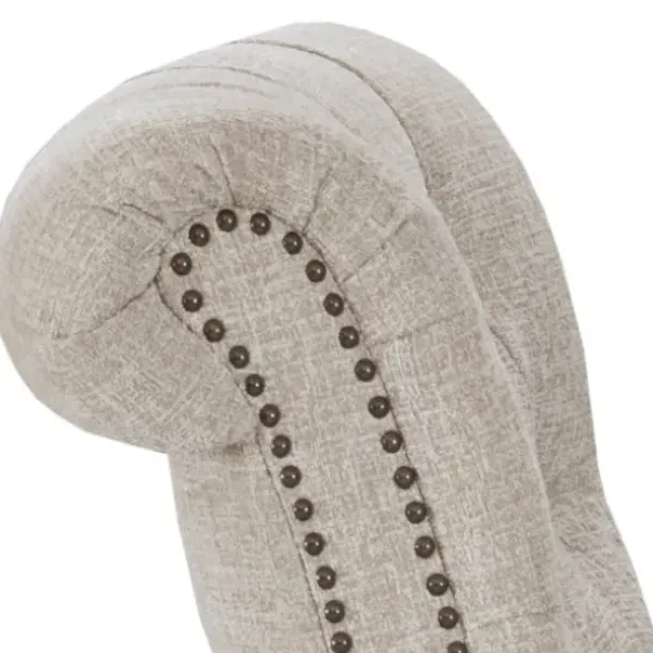 Accent Chairs-Kirkland's Home Cream Tufted Back Nailhead Trim Recliner Armchair Ivory