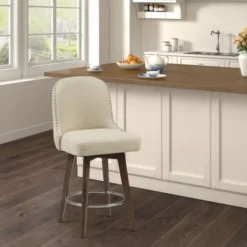 Bar Stools & Counter Height Stools-Kirkland's Home Cream Tufted Back Swivel Counter Stool Ivory