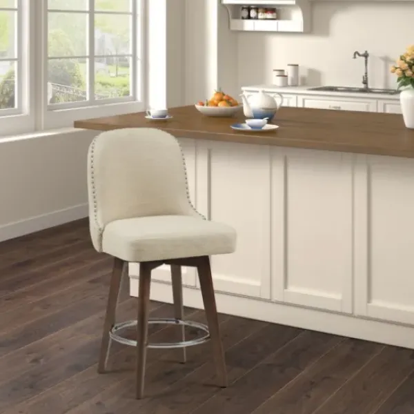 Bar Stools & Counter Height Stools-Kirkland's Home Cream Tufted Back Swivel Counter Stool Ivory