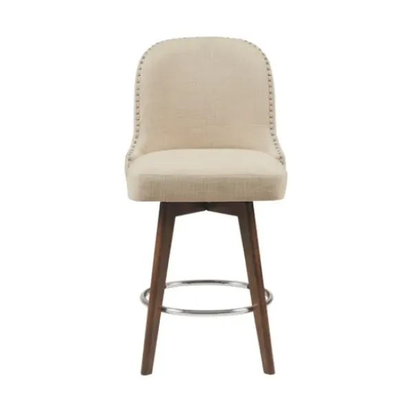 Bar Stools & Counter Height Stools-Kirkland's Home Cream Tufted Back Swivel Counter Stool Ivory
