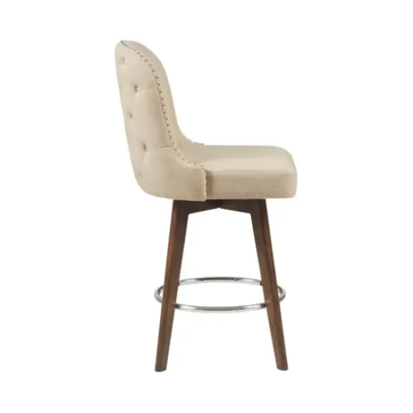 Bar Stools & Counter Height Stools-Kirkland's Home Cream Tufted Back Swivel Counter Stool Ivory