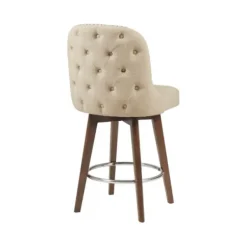 Bar Stools & Counter Height Stools-Kirkland's Home Cream Tufted Back Swivel Counter Stool Ivory