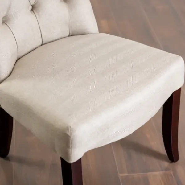 Dining Chairs-Kirkland's Home Cream Tufted Dining Chair With Rolled Back Ivory