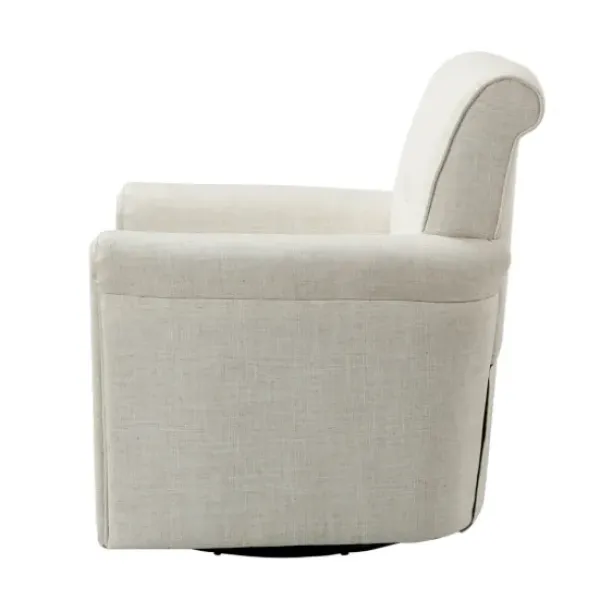 Accent Chairs-Kirkland's Home Cream Tufted Swivel Accent Chair Ivory