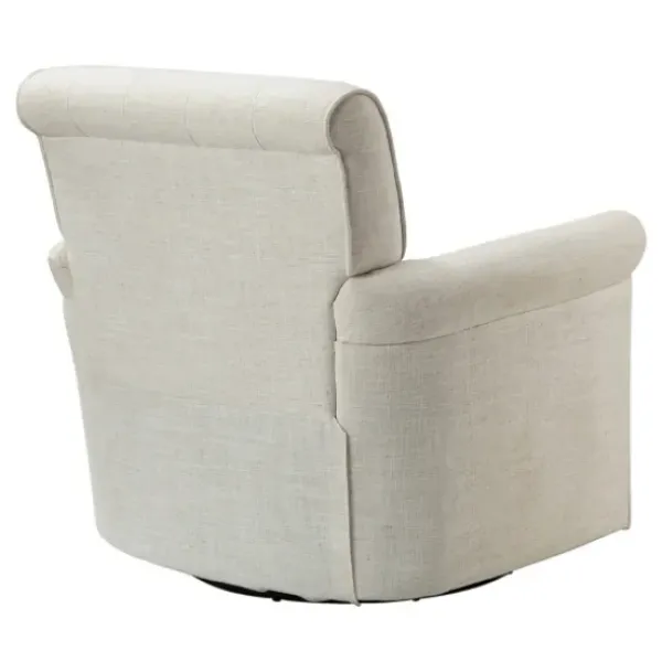 Accent Chairs-Kirkland's Home Cream Tufted Swivel Accent Chair Ivory