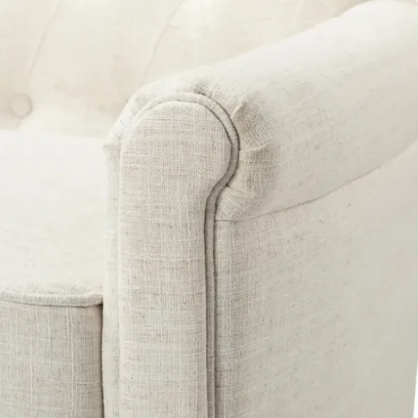Accent Chairs-Kirkland's Home Cream Tufted Swivel Accent Chair Ivory