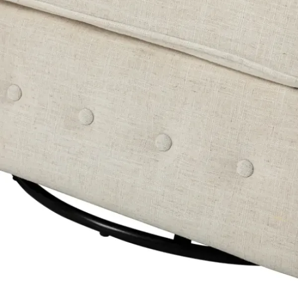 Accent Chairs-Kirkland's Home Cream Tufted Swivel Accent Chair Ivory