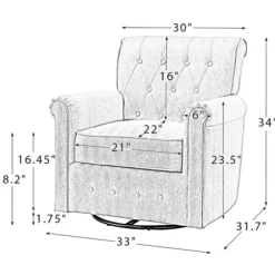 Accent Chairs-Kirkland's Home Cream Tufted Swivel Accent Chair Ivory