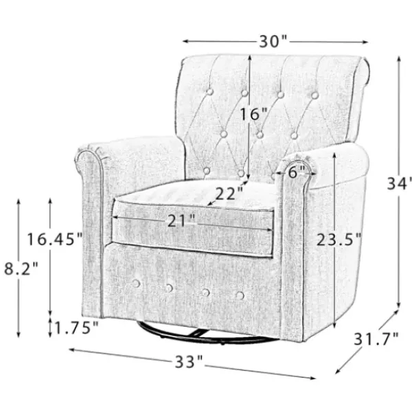Accent Chairs-Kirkland's Home Cream Tufted Swivel Accent Chair Ivory