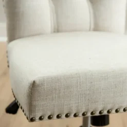 Office Furniture-Kirkland's Home Cream Tufted With Nailhead Trim Office Chair Ivory