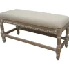Benches & Ottomans-Kirkland's Home Cream Upholstered And Wooden Bench Ivory