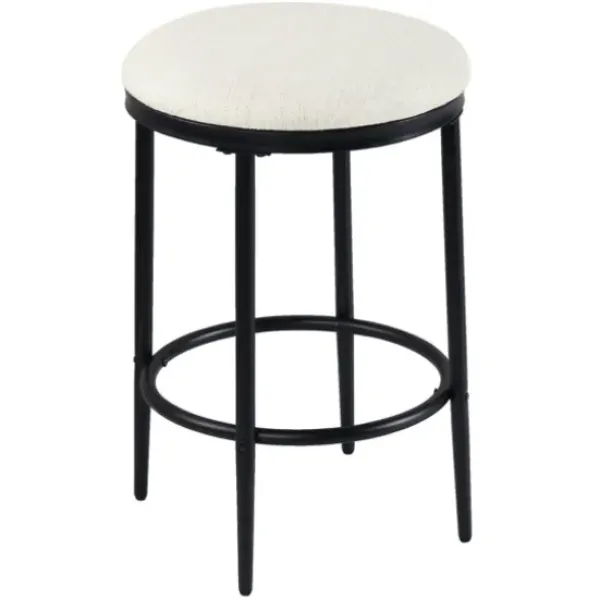 Bar Stools & Counter Height Stools-Kirkland's Home Cream Upholstered Metal Counter Stool Ivory