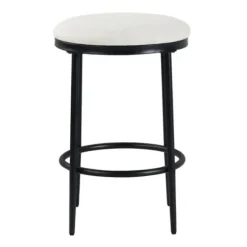Bar Stools & Counter Height Stools-Kirkland's Home Cream Upholstered Metal Counter Stool Ivory