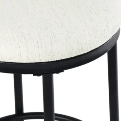Bar Stools & Counter Height Stools-Kirkland's Home Cream Upholstered Metal Counter Stool Ivory