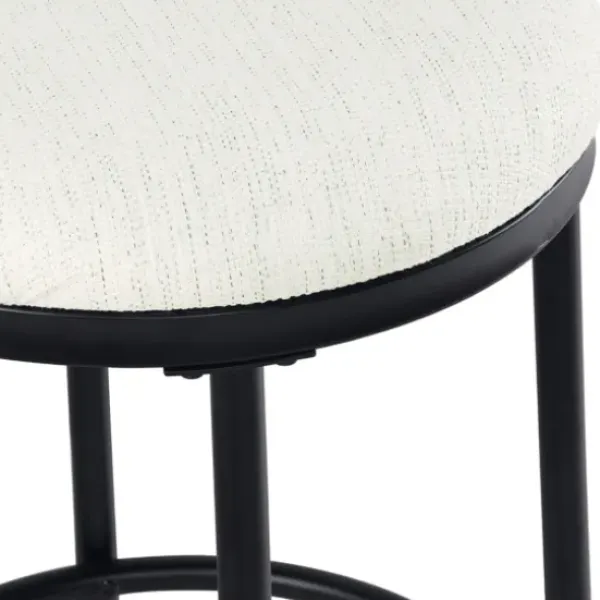 Bar Stools & Counter Height Stools-Kirkland's Home Cream Upholstered Metal Counter Stool Ivory