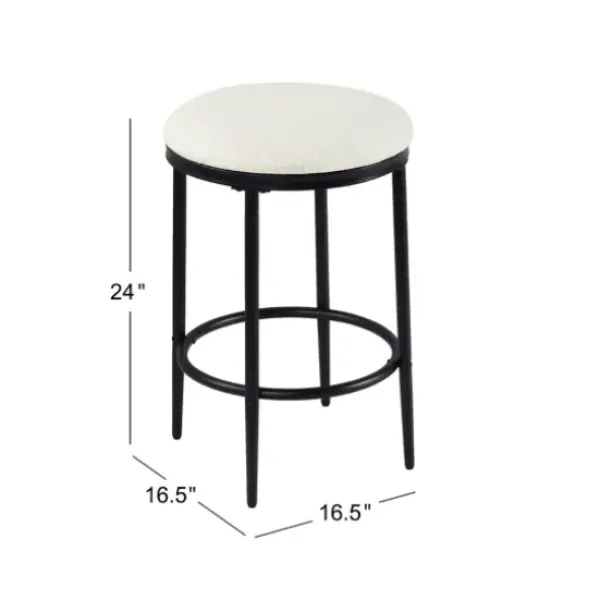 Bar Stools & Counter Height Stools-Kirkland's Home Cream Upholstered Metal Counter Stool Ivory