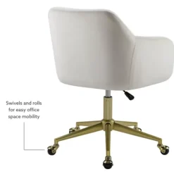 Office Furniture-Kirkland's Home Cream Upholstered Tufted Swivel Office Chair Ivory