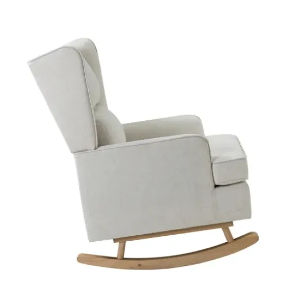 Accent Chairs-Kirkland's Home Cream Upholstered Wingback Rocking Chair Ivory