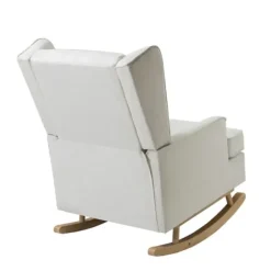 Accent Chairs-Kirkland's Home Cream Upholstered Wingback Rocking Chair Ivory
