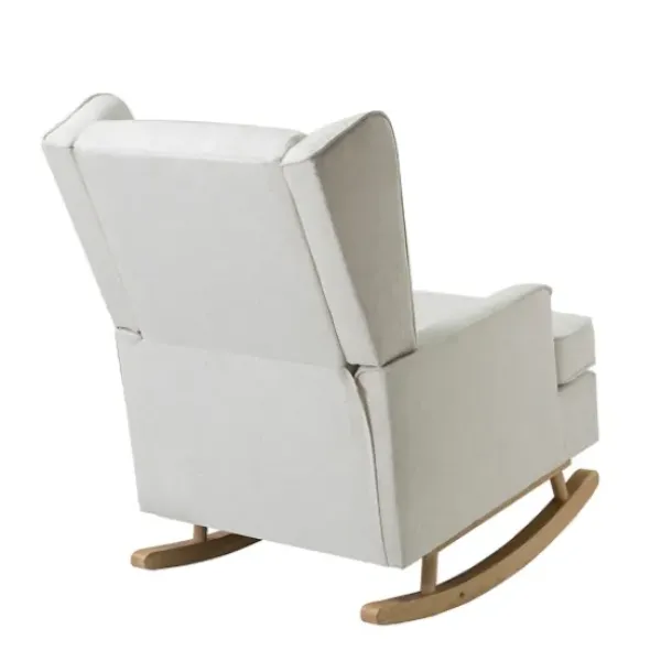 Accent Chairs-Kirkland's Home Cream Upholstered Wingback Rocking Chair Ivory