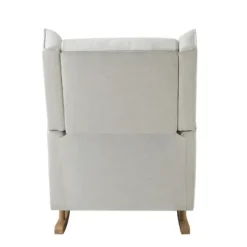 Accent Chairs-Kirkland's Home Cream Upholstered Wingback Rocking Chair Ivory