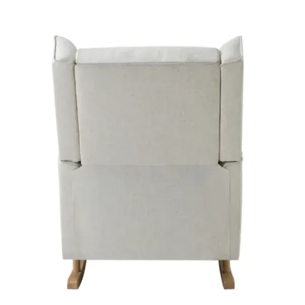 Accent Chairs-Kirkland's Home Cream Upholstered Wingback Rocking Chair Ivory