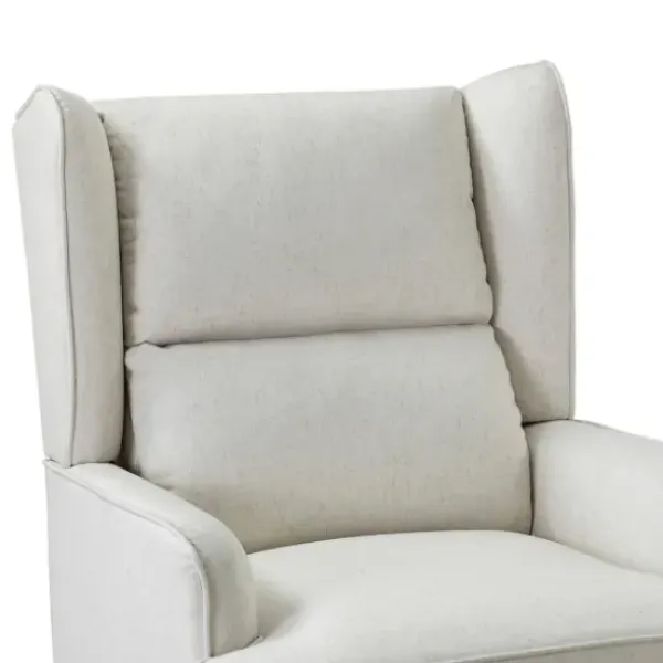 Accent Chairs-Kirkland's Home Cream Upholstered Wingback Rocking Chair Ivory
