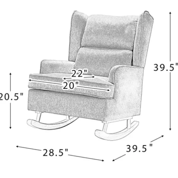 Accent Chairs-Kirkland's Home Cream Upholstered Wingback Rocking Chair Ivory