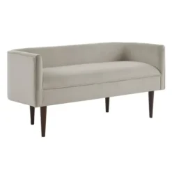 Sofas & Loveseats-Kirkland's Home Cream Velvet Low Back Transitional Settee Ivory