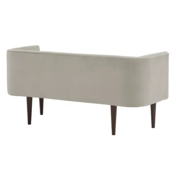 Sofas & Loveseats-Kirkland's Home Cream Velvet Low Back Transitional Settee Ivory