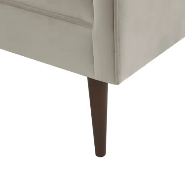 Sofas & Loveseats-Kirkland's Home Cream Velvet Low Back Transitional Settee Ivory