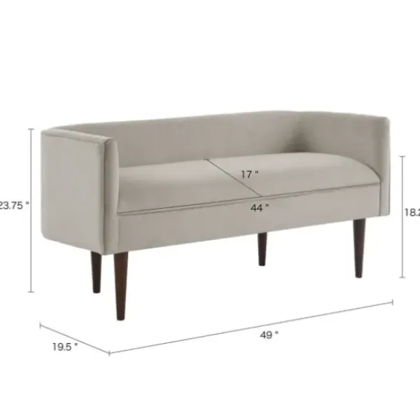Sofas & Loveseats-Kirkland's Home Cream Velvet Low Back Transitional Settee Ivory