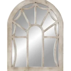 Decorative Mirrors-Kirkland's Home Cream Vintage Fir Wood Arch Framed Mirror