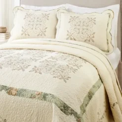 Bedspreads & Coverlets-Kirkland's Home Cream Vintage Treasure King Bedspread Ivory/Green