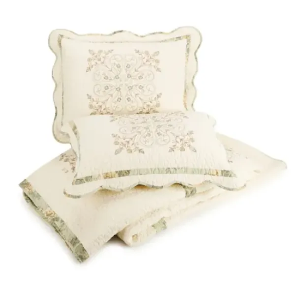 Bedspreads & Coverlets-Kirkland's Home Cream Vintage Treasure King Bedspread Ivory/Green
