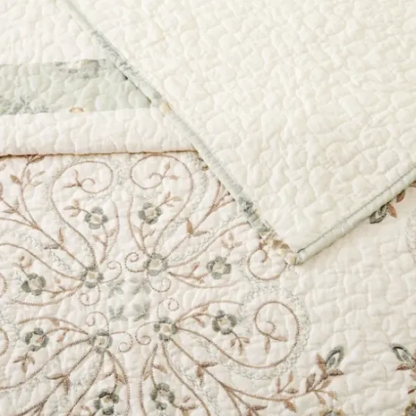 Bedspreads & Coverlets-Kirkland's Home Cream Vintage Treasure Queen Bedspread Ivory/Green