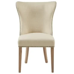 Dining Chairs-Kirkland's Home Cream Wing Back Nailhead Dining Chairs, Set Of 2 Ivory