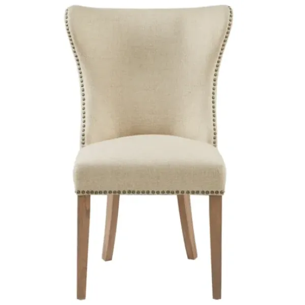 Dining Chairs-Kirkland's Home Cream Wing Back Nailhead Dining Chairs, Set Of 2 Ivory