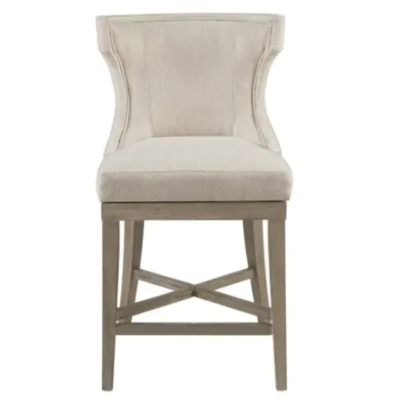 Bar Stools & Counter Height Stools-Kirkland's Home Cream Wingback Swivel Seat Counter Stool