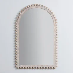 Decorative Mirrors-Kirkland's Home Cream Wood Beaded Arch Frame Mirror