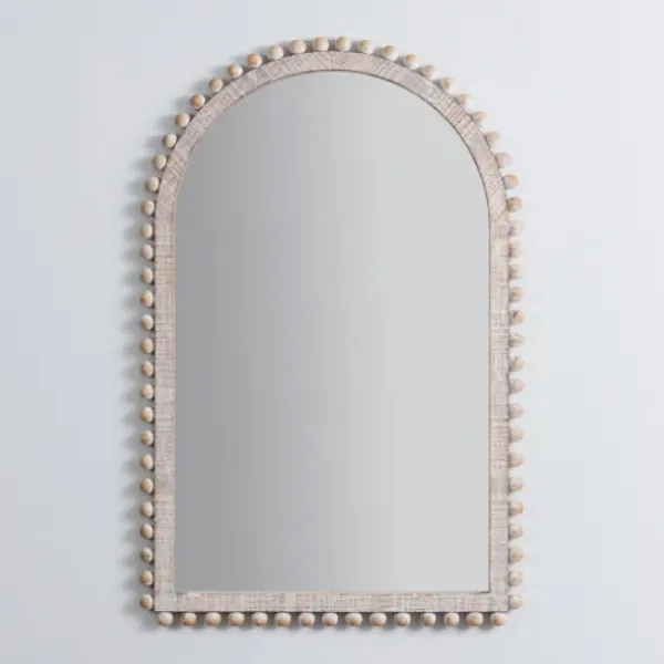Decorative Mirrors-Kirkland's Home Cream Wood Beaded Arch Frame Mirror