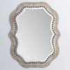 Decorative Mirrors-Kirkland's Home Cream Wood Beaded Wavy Frame Mirror