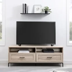 Tv Stands & Media Consoles-Kirkland's Home Cream Wood 2-Drawer Tv S D Tan