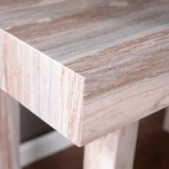 Office Furniture-Kirkland's Home Cream Wood Faux Marble Desk