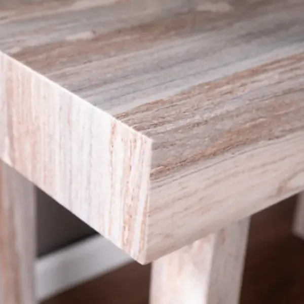 Office Furniture-Kirkland's Home Cream Wood Faux Marble Desk